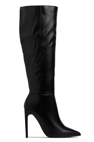 Tyrah Up To The Knee Heel Boots - Black