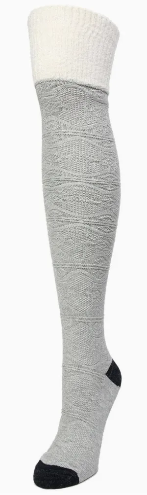 Women's Over the Knee Wander Furry Cuffed Socks -Grey Heather