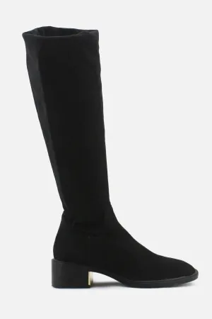 Zara Zipper Block Heels Over The Knee Boots | Suede